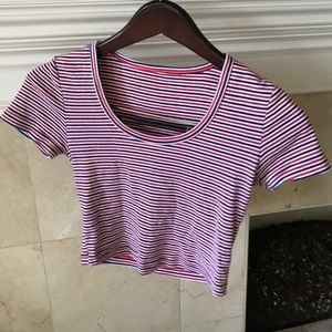 Red white & blue striped American Apparel crop top